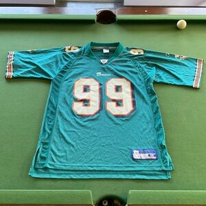Jason Taylor Miami Dolphins Reebok Teal and Orange Men's Jersey #99 authentic m